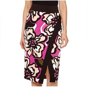 Worthington Knee Length Flower Power Orchid Retro Envelope Pencil Skirt Size 10